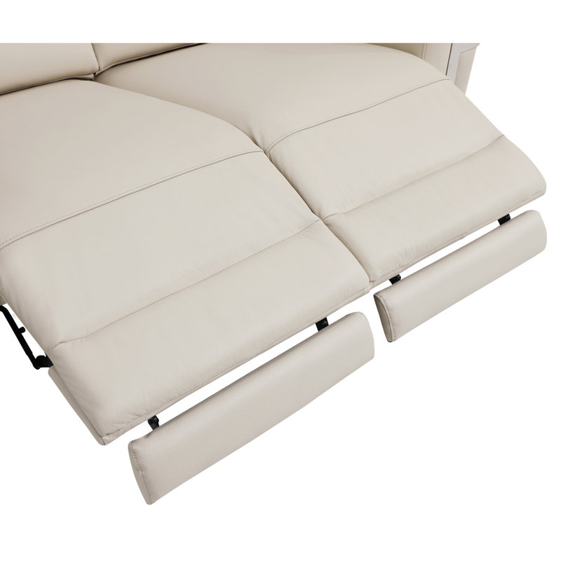 Causeuse en cuir italien avec fauteuil inclinable Global United, Beige