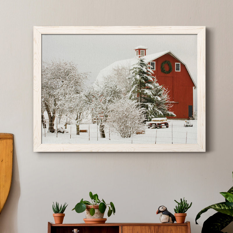 Festive Barn - cadre photo, reproduction d'art sur toile, H 31 po x l 44 po x P 1 po, Blanc