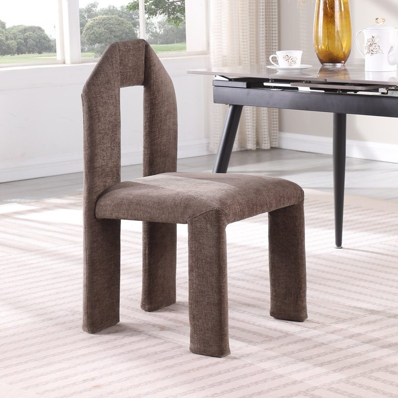Bennett Upholstered Dining Chair, Brown Chenille Fabric