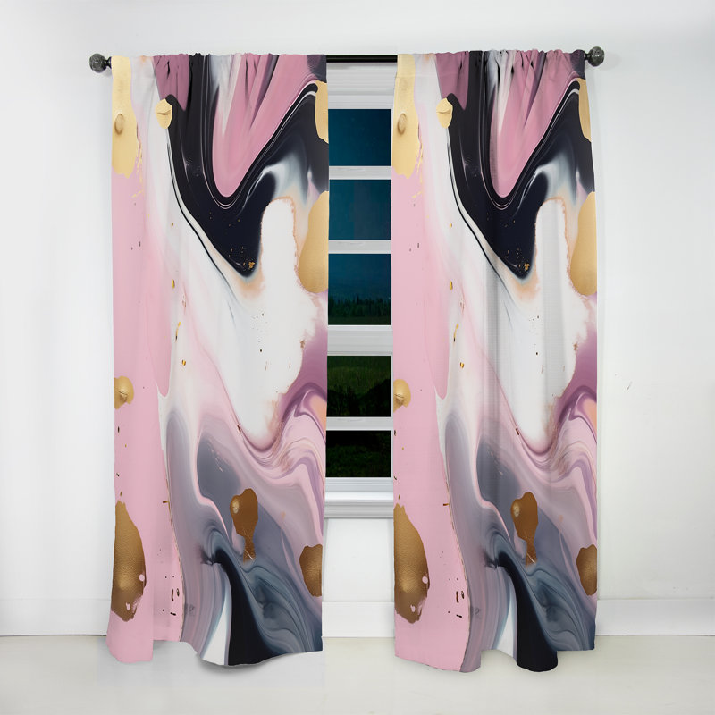Brayfield - Pink And Blue Transcendent Beauty In Marble Art IV - Modern Velvet Curtain - 1 panel, 52" W x 120" L