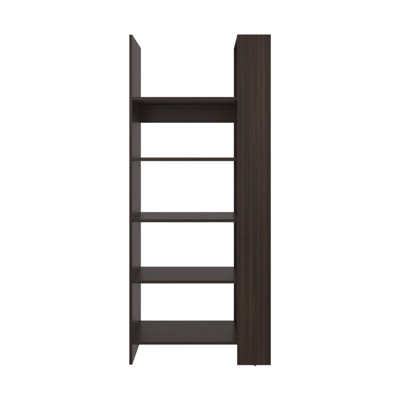 Stained Walnut 5-Shelf Open Bookcase