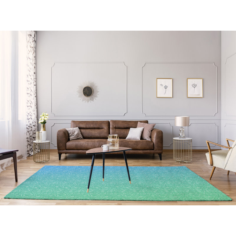 Tapis bleu marine/bleu clair dégradé medium, Rectangle 9 pi x 12 pi
