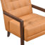 Fauteuil d'appoint 100% cuir orange vif avec structure et coussin de pieds contemporain en contreplaqué brillant