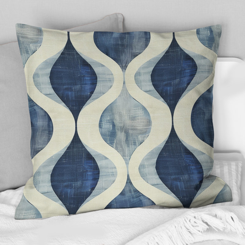 Coussin Blue Ogee, H 16 po x l 16 po