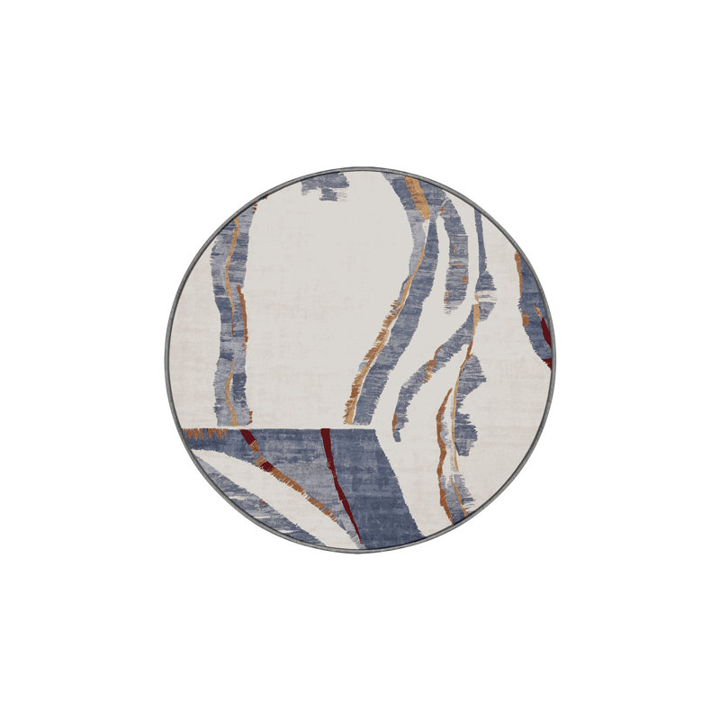 Tapis gris soyeux et moelleux, Rond 3 pi