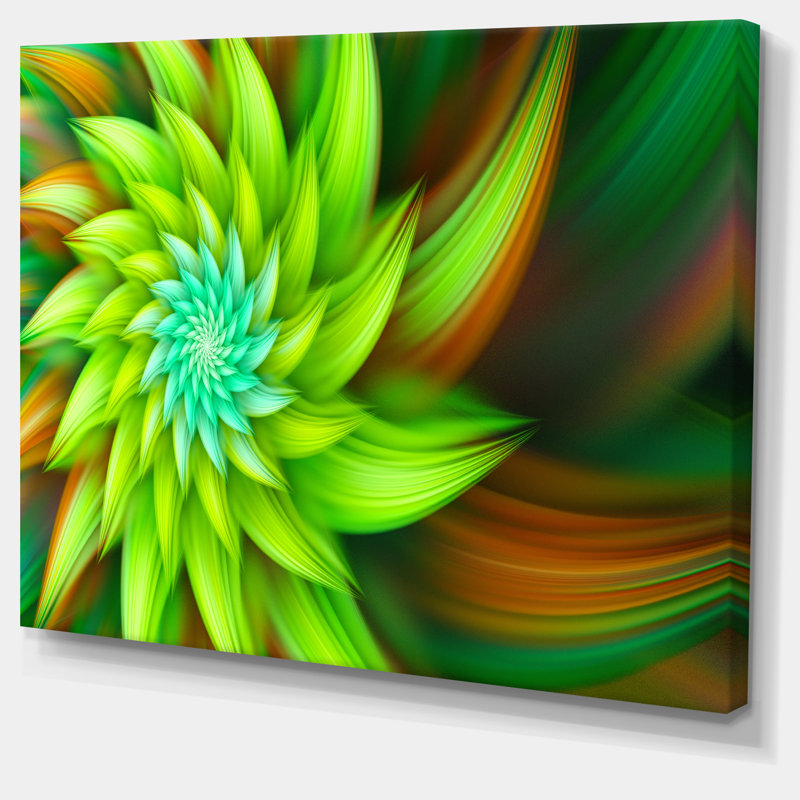 Reproduction d’art sur toile tendue grande vert transparent fractal, H 30 po x l 40 po x P 1 po