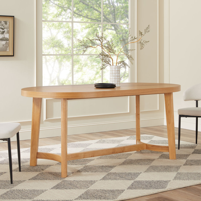 Nadine 70" Modern Farmhouse Solid Oak Wood Oval Dining Table, White Oak