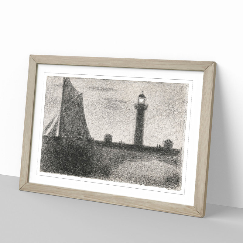 Lighthouse at Honfleur by Georges Seurat - Picture Frame Painting, 27cm H x 36cm W x 2cm D, Oak Framed