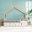 Lit maison avec toit et tiroirs, lit plateforme, cadre de lit