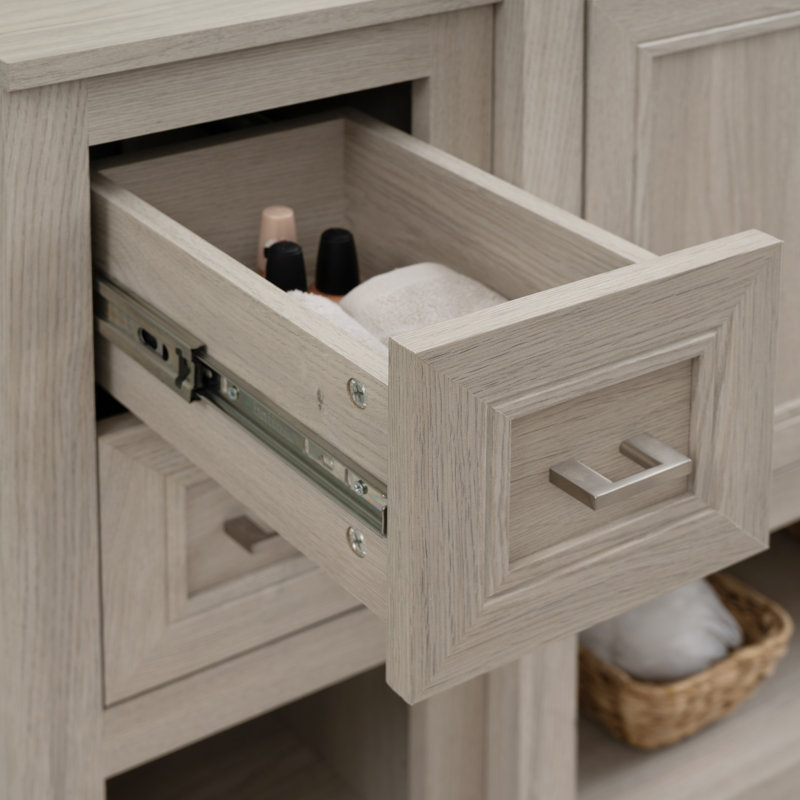 Stovall 43 Inch Single Vanity with Integrated Top and Sink with Mirror, Sandstone