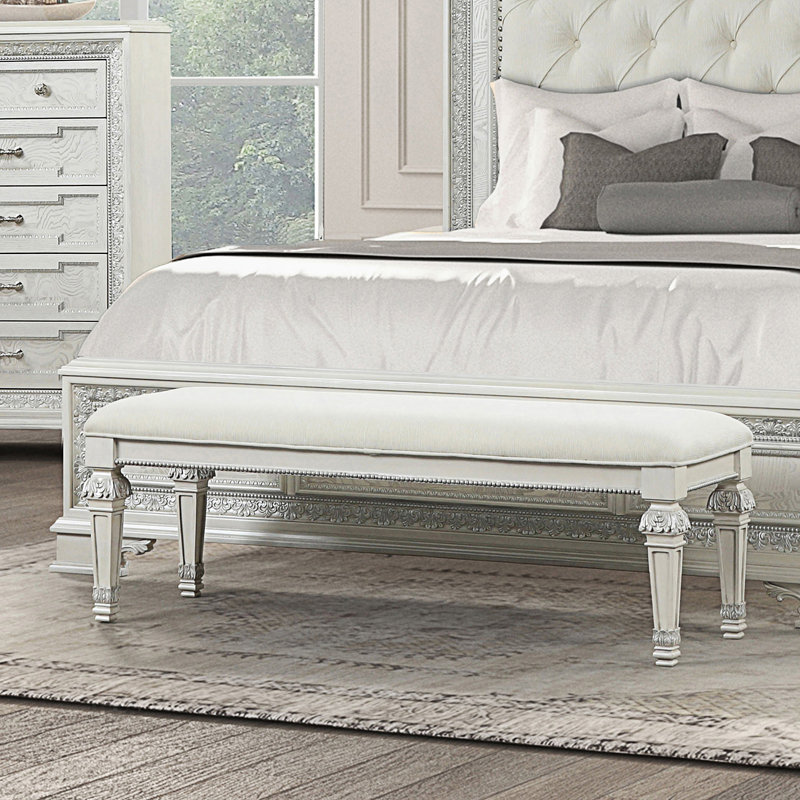 Traditional Metal Bench With Ornate Round Knobs