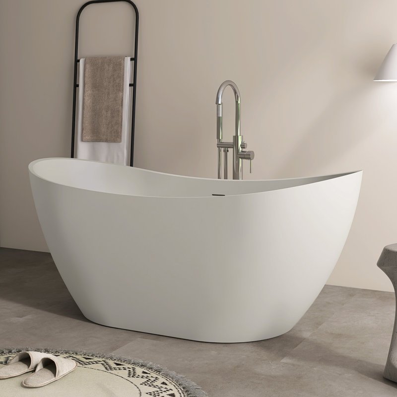Baignoire de trempage autoportante en acrylique 60 po de couleur grise avec drain chromé 60 po