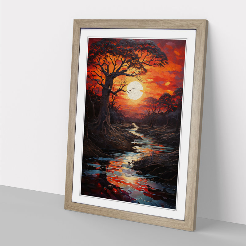 Sunset Modern - Single Picture Frame Print on Wood, Oak, 64" H x 46" W x 2" D
