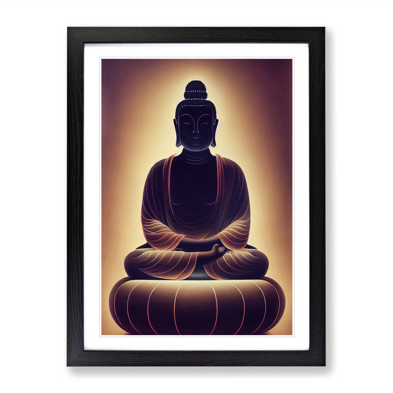 Impressive Buddha - Single Picture Frame Print, 64cm H x 46cm W, Black