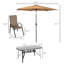 Ensemble de salle à manger de patio moderne, table en verre trempé, chaises en métal pour les réceptions en plein air