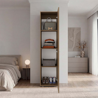 Natural Oak 4 Shelves Storage Cabinet