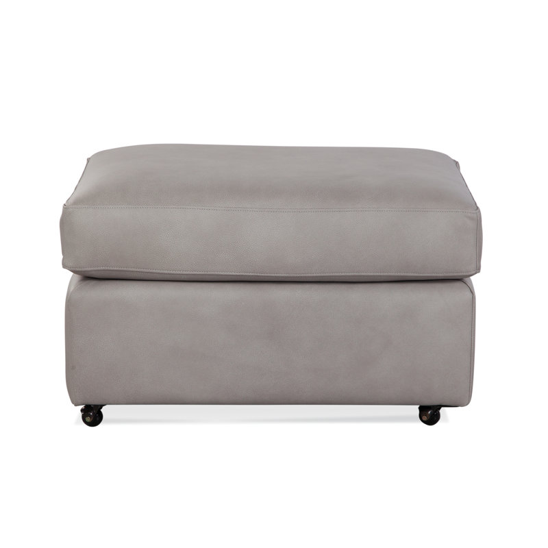Rectangle Leather Standard Ottoman, Luxtan Pewter