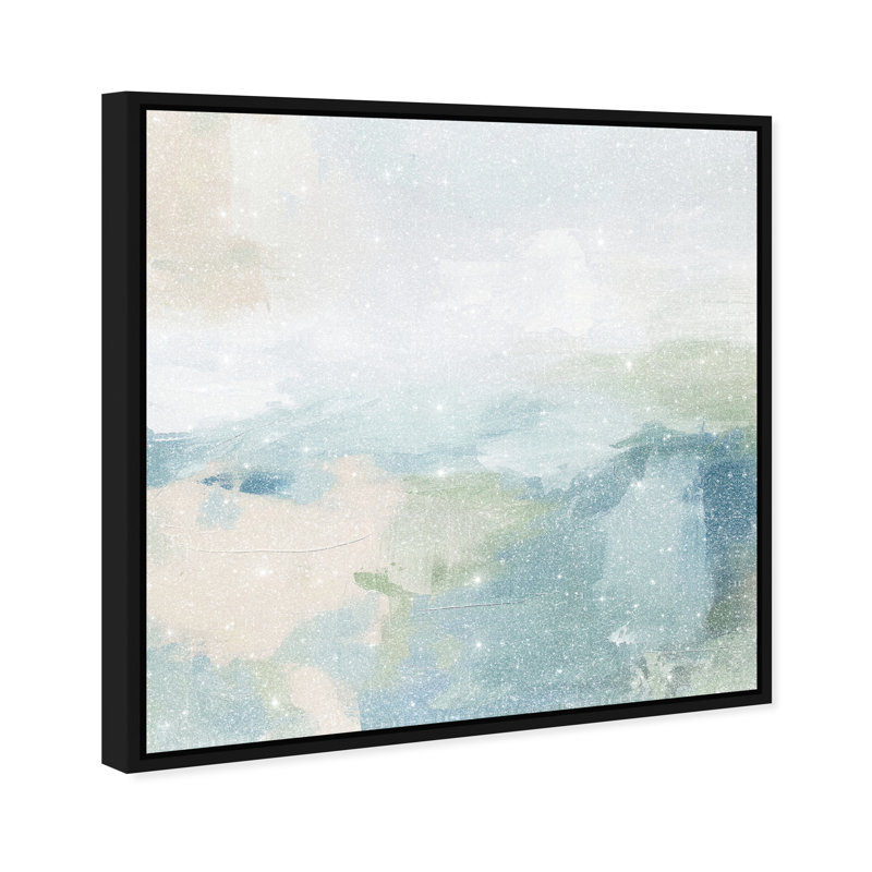 Turquoise Echoes I Canvas Abstract Print by Oliver Gal, Black Frame, 12 x 12, 13"H x 13"W, Black Frame