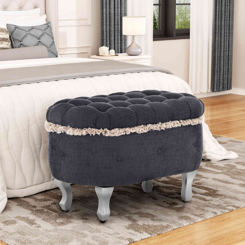 Bancs de rangement, banc de bout de lit avec capitonnage à boutons, repose-pieds de rangement rembourré en tissu, banc de fenêtre avec frange, banc d'armoire à chaussures, banc de pied de lit