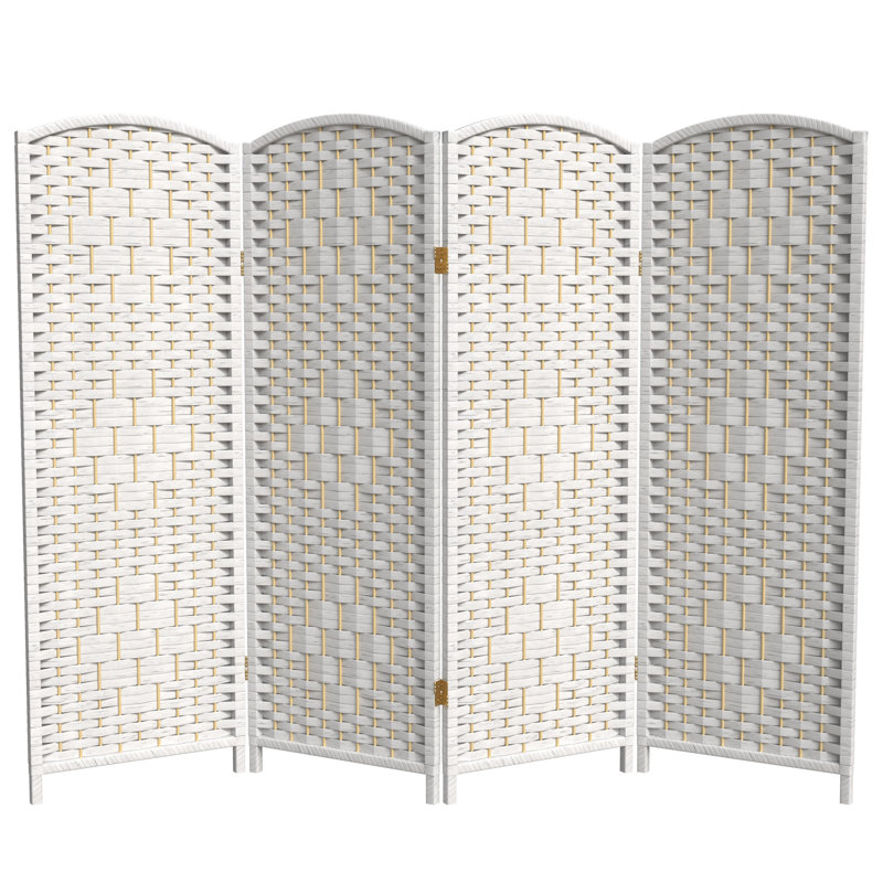 Paravent Short Diamond Weave, 4, 4 pi, Blanc