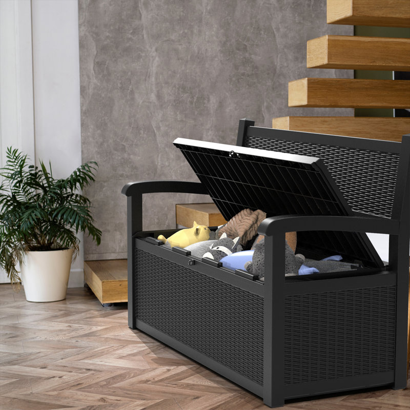 Boîte de rangement pour terrasse 70 gallons, Noir