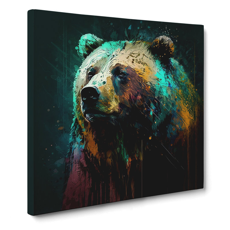 Bear Abstract Expressionism No.3 - Print, 50cm H x 50cm W x 3cm D