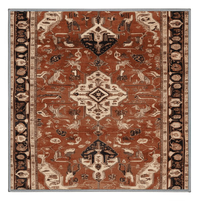 Machine Washable Persian Brown Area Rug