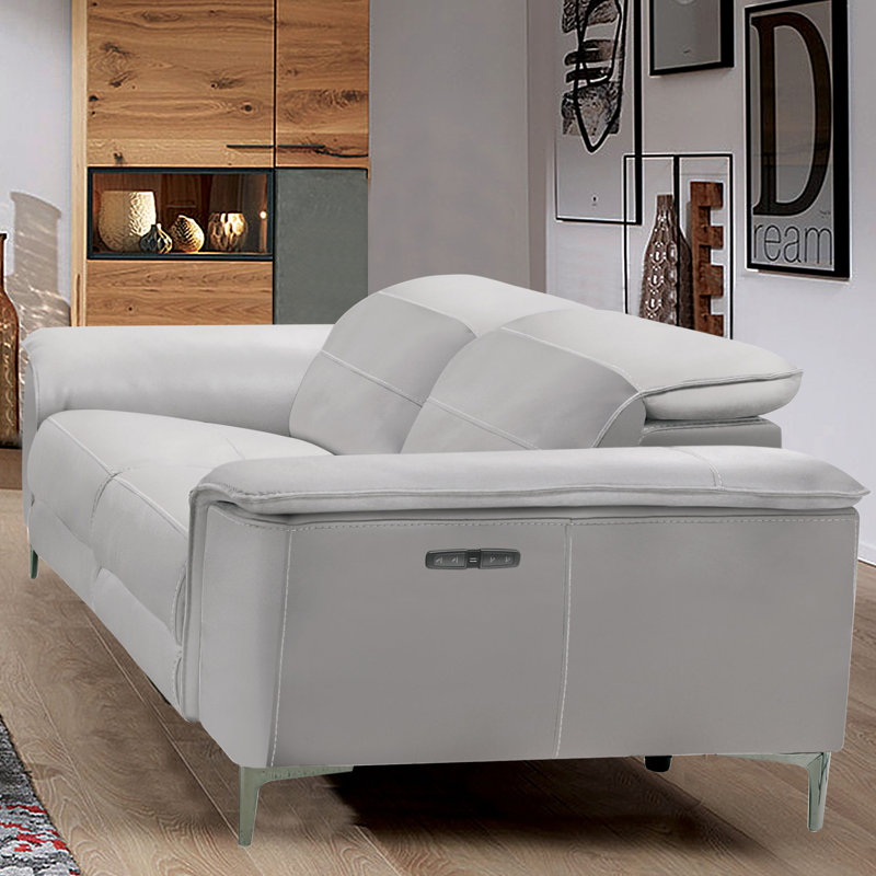 Chelita 72" Vegan Leather Reclining Loveseat, White Faux Leather