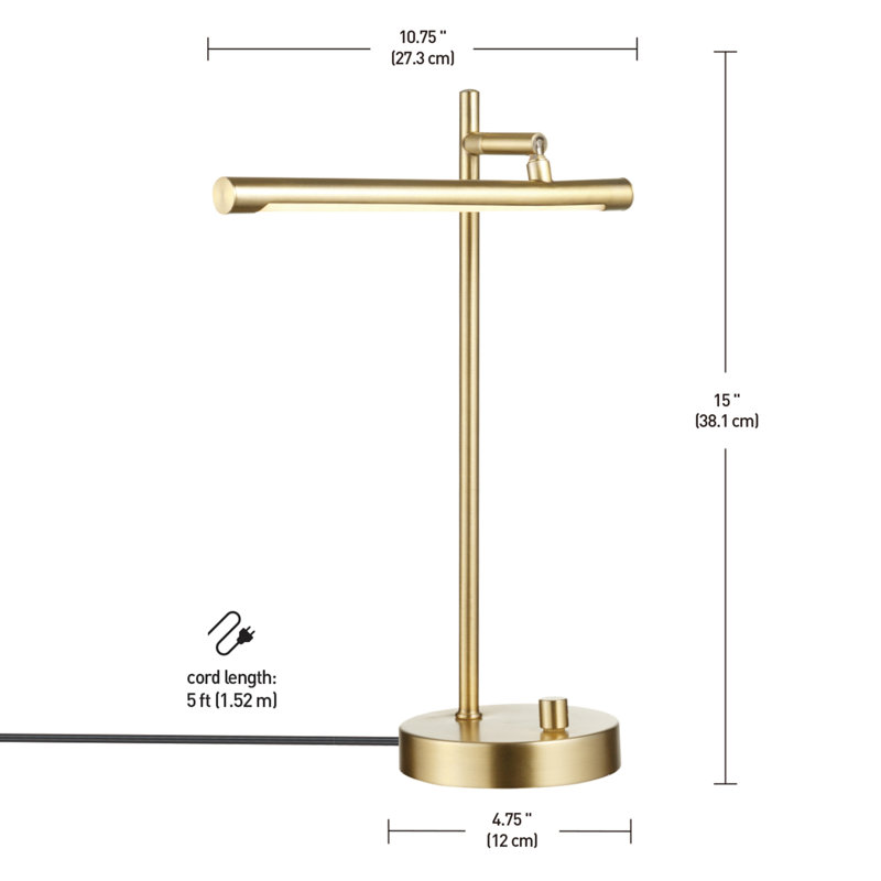 Matte Brass Adjustable LED Desk Lamp with Rotary Dimmer