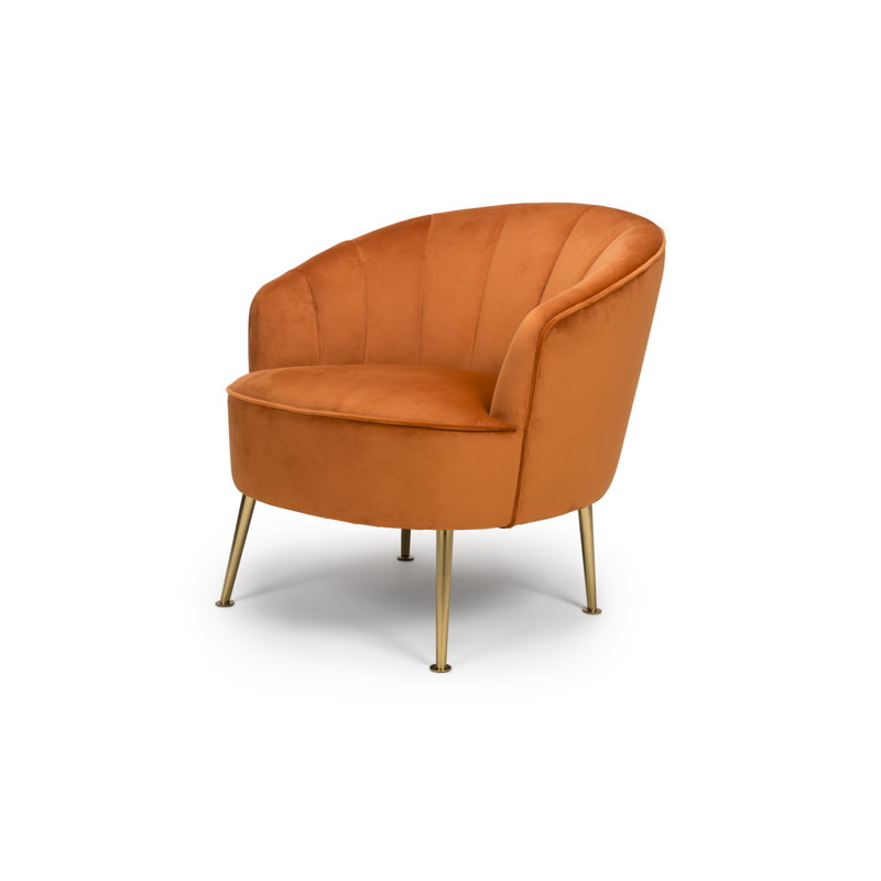 Elisa Velvet Barrel Chair, Pumpkin
