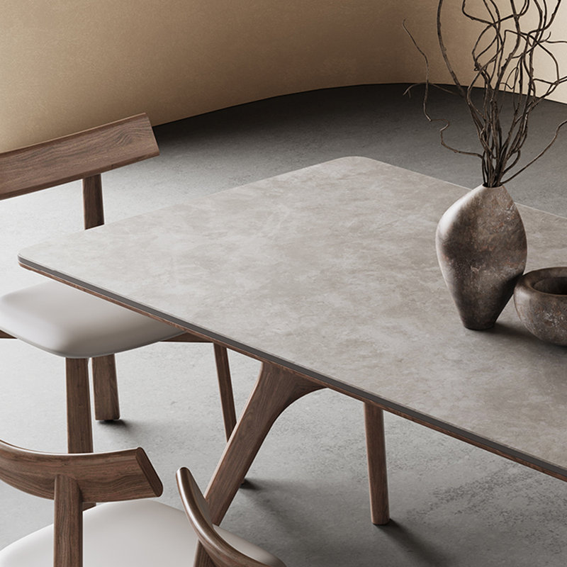 Light luxury simple rectangular dining table set, 29.5"H x 70.8"L x 35.4"W