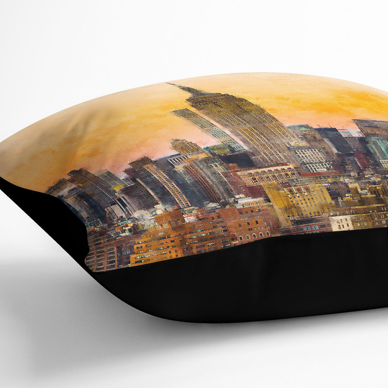 New York Skyline Cushion with Filling, 55cm H x 55cm W x 20cm D, Black