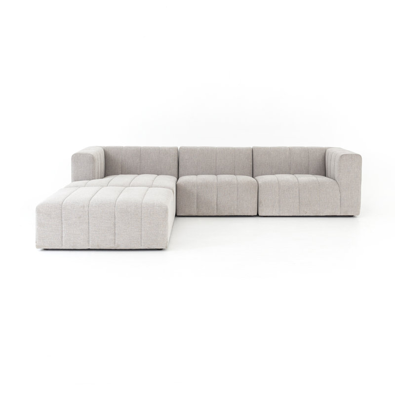 Grayson 110" Left Hand Facing Sectional with Ottoman, Left Hand Facing, Neutral Sandstone Polyester