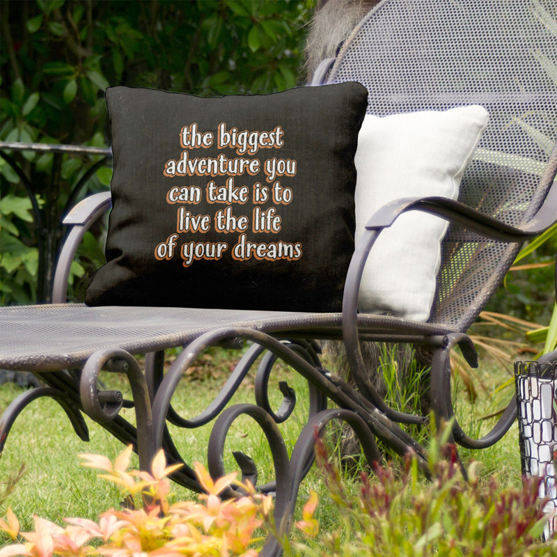 Coussin décoratif intérieur/extérieur le plus grand adventure, 20 po x 20 po, Orange