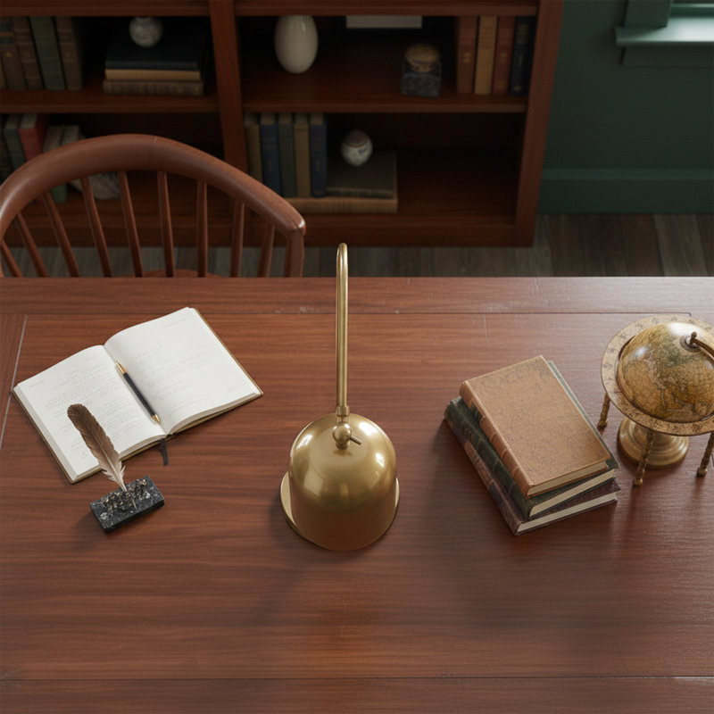 Lampe de bureau en métal 24 po avec abat-jour cloche Auerbach, Doré