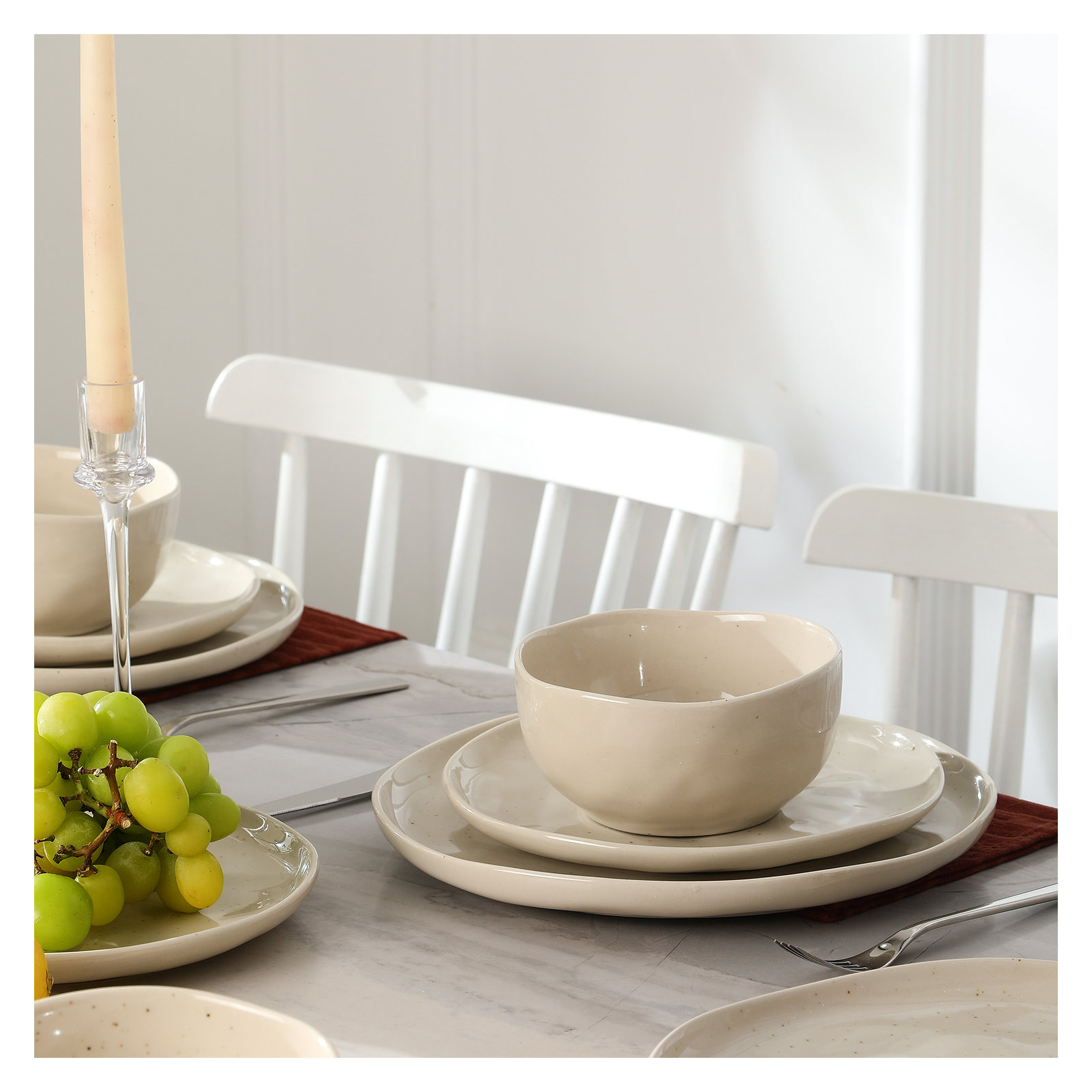 Stone Lain Mirella 24-Piece Dinnerware Set Stoneware, Beige