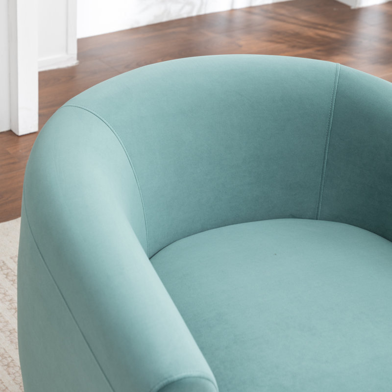 Fauteuil demi-tonneau pivotant de 33,5 po Odey, Velours vert