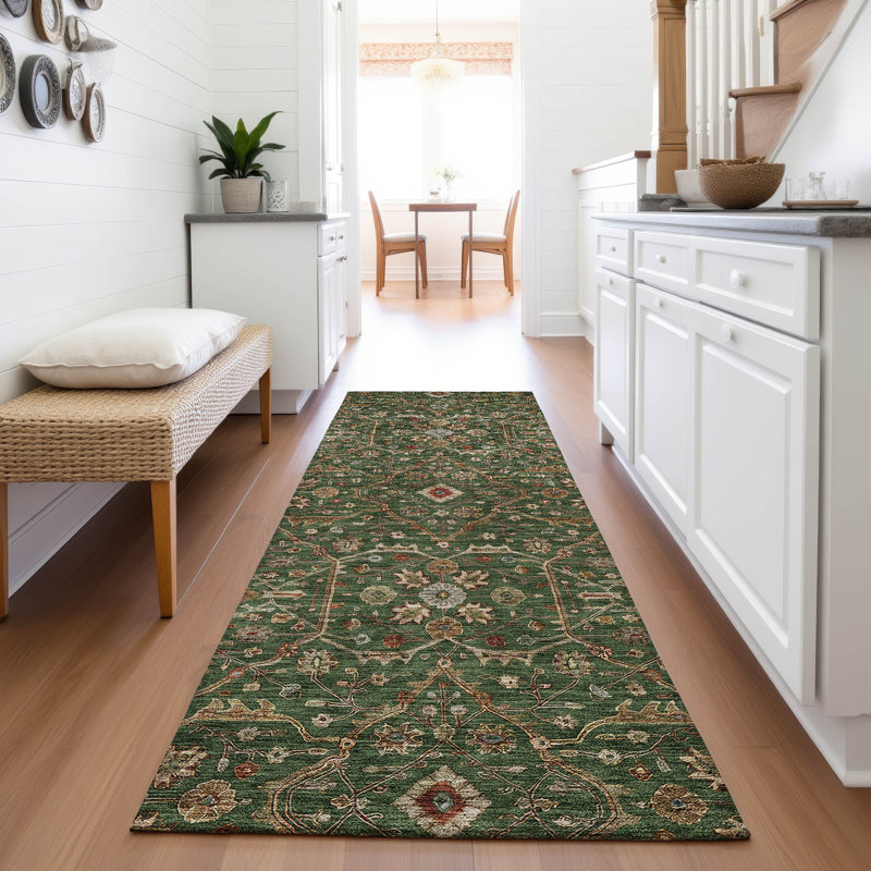 Premium Machine Washable Ducote AMF1130 Global Rug, Tapis de couloir 2 pi 3 po x 7 pi 6 po