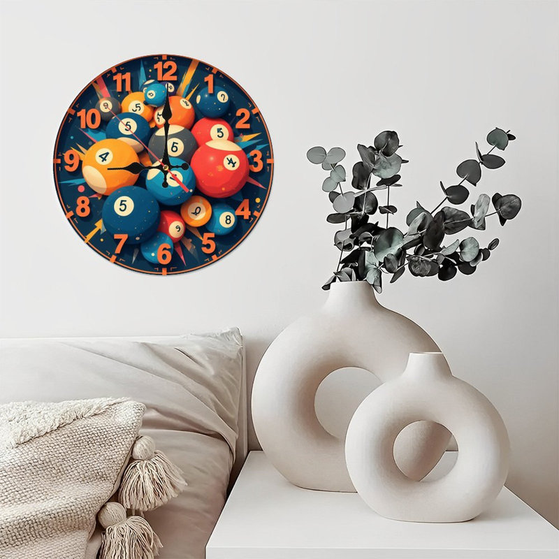 Colorful Billiard Balls Wall Clock Decor