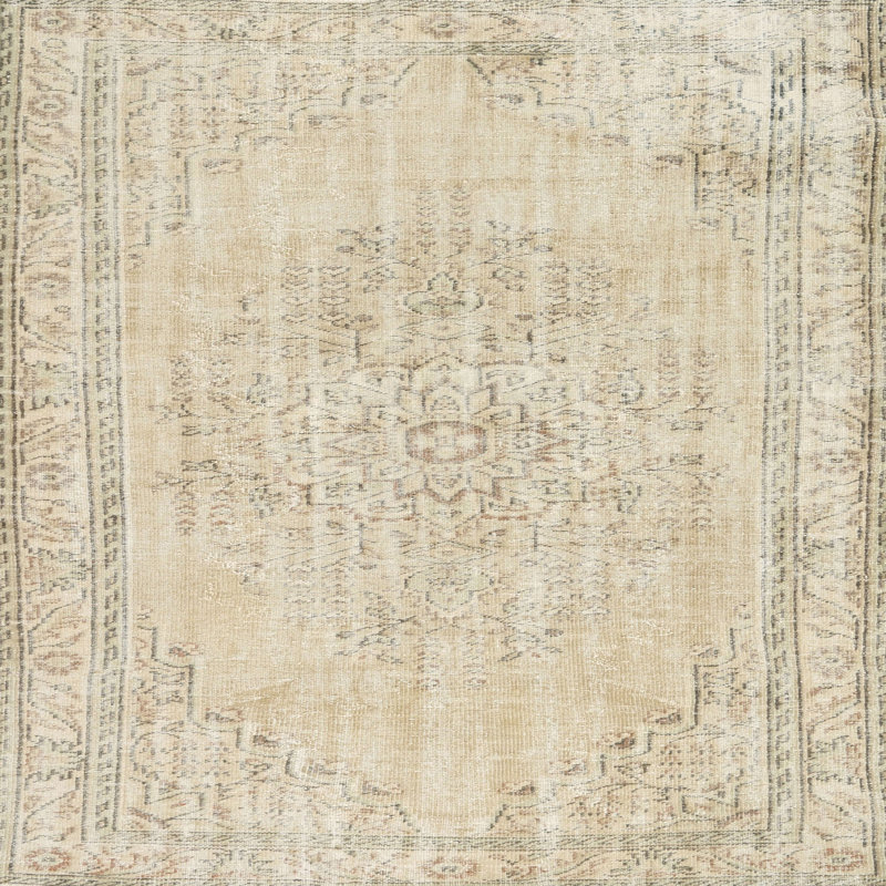 Tapis contemporain gris / crème, Carré 8 pi x 8 pi