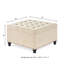 Grand repose-pieds carré avec rangement et pieds en bois, table basse capitonnée avec garniture cloutée pour espace de vie, beige-125534817