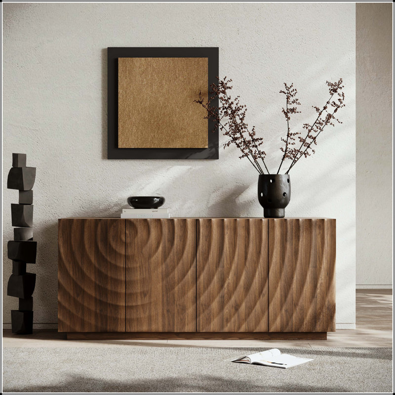 Buffet noyer avec texture ondulée 3D