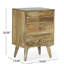 Table de chevet en bois de manguier faite à la main avec rangement géométrique et fonction décorative