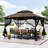 Double Roof Soft Top Metal Patio Gazebo With Netting-111128224-111128225