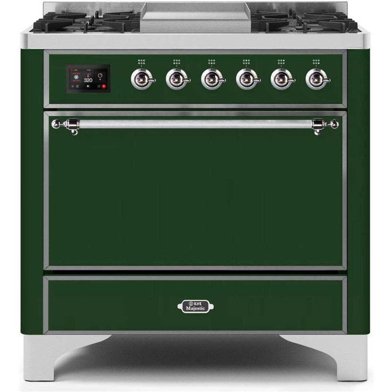 Majestic II 36" 3.5 cu.ft. Freestanding Dual Fuel with Griddle and Convection Oven, Natural Gas, White/Copper