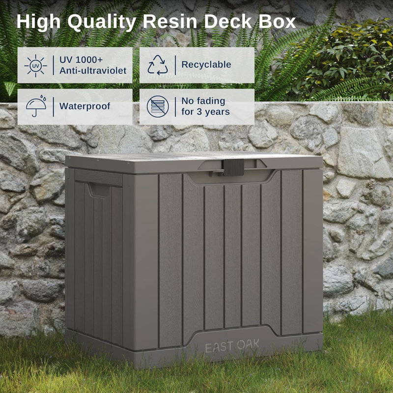 Kazoo 22.8'' W 31 Gallons Water Resistant Resin Lockable Deck Box in Deep Gray