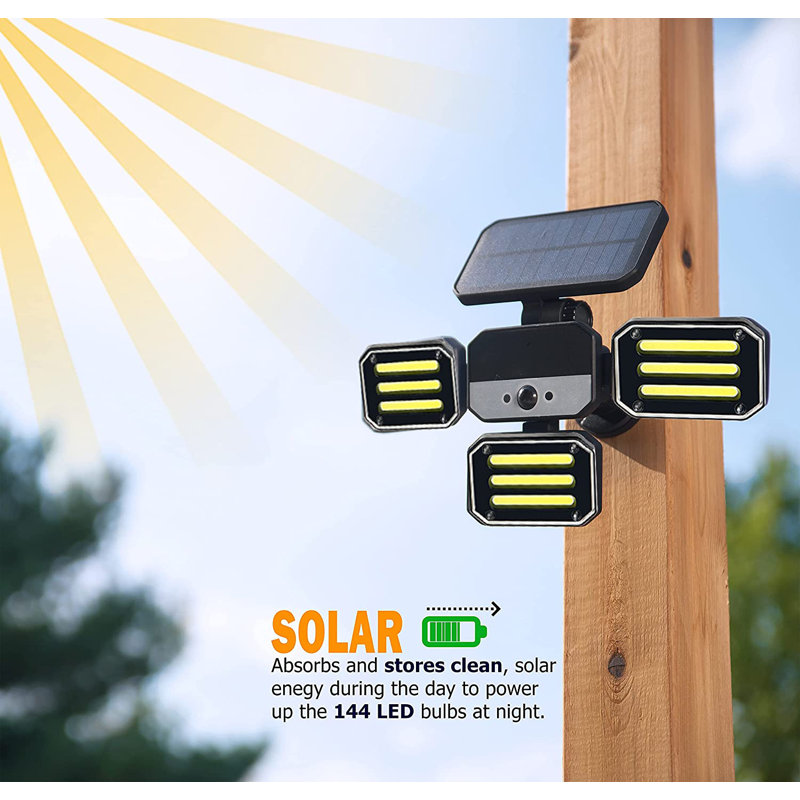 Bell & Howell Solar-Powered Motion-Sensing LED Floodlight with Adjustable Panels