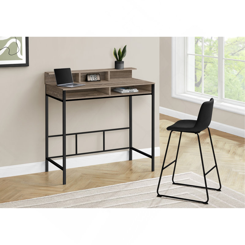 Bureau d'ordinateur polyvalent avec tablettes pour un travail et un rangement efficaces, Taupe / Noir