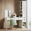 Bureau de maquillage avec miroir, station de charge, 3 tiroirs et 2 armoires
