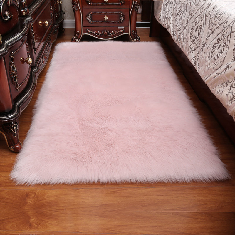 Solid Colour Faux Sheepskin 90cm X 60cm Area Rug